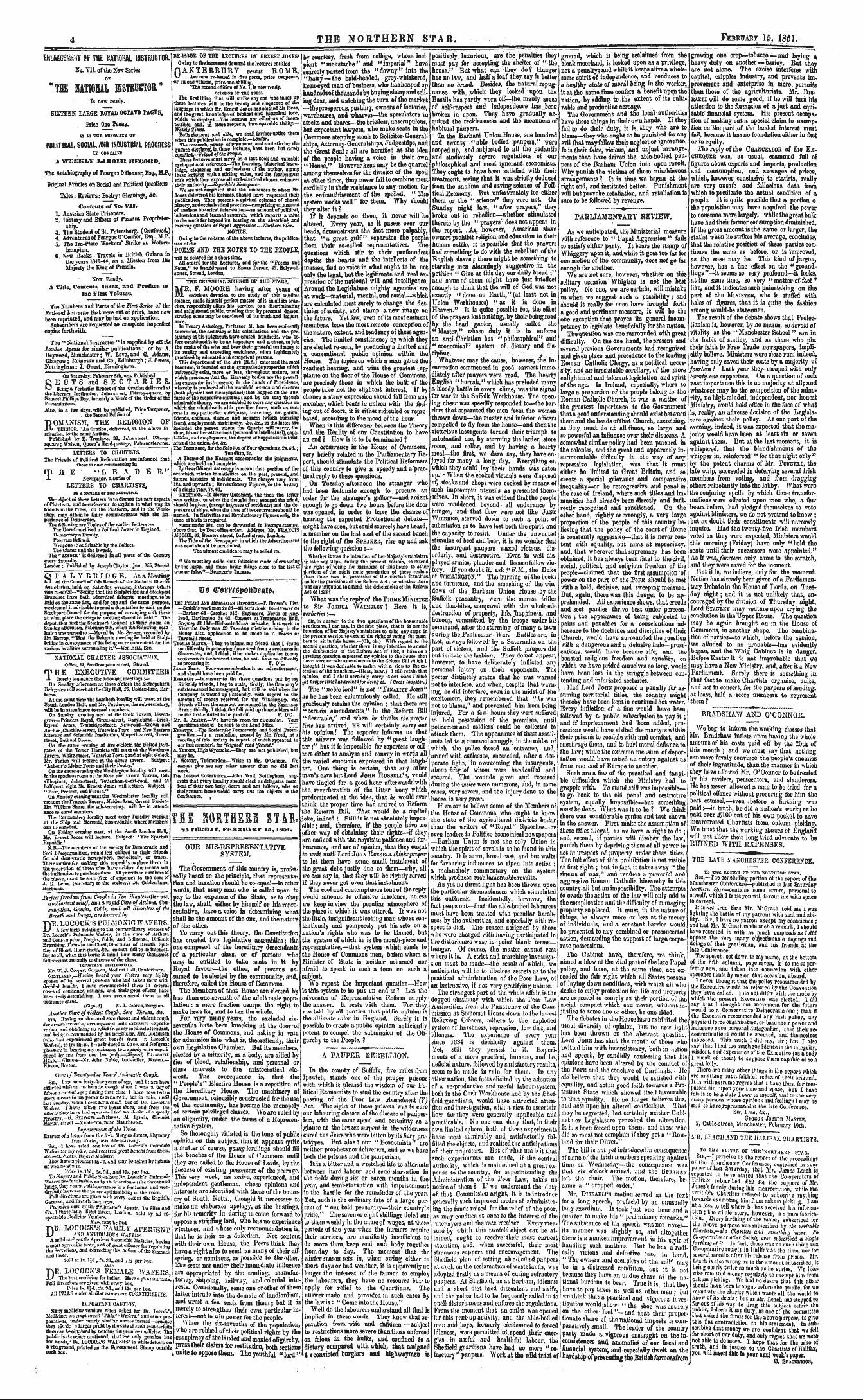 Northern Star (1837-1852): jS F Y, 2nd edition - Tee Lomell Stab Satdiidair, Febku4ssy 15, 1851.