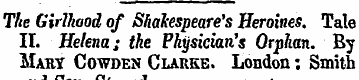 The Girlhood of Shakespeare's Heroines. ...