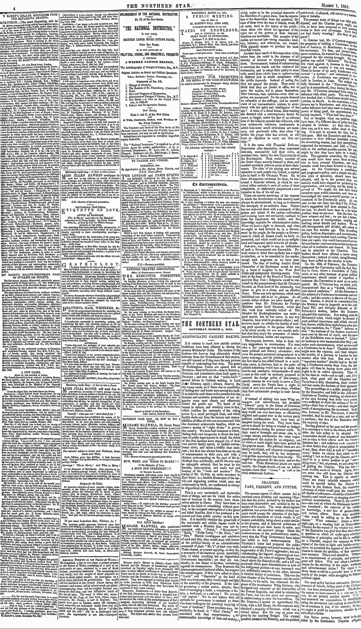 Northern Star (1837-1852): jS F Y, 2nd edition - B Barry's 1iealte Bestomw Food The Rbyalbsta Ababica.