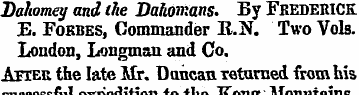 Dahomey and (he Bakomans. By FREDERICK E...