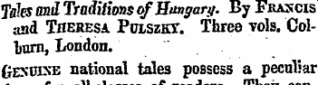 Tales and Traditions of Hungary. B y Fra...