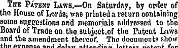 Tns Patent Laws.—On Saturday, by order o...