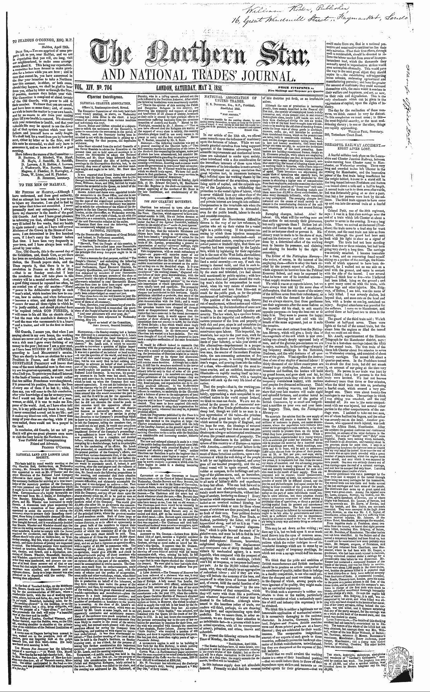 Northern Star (1837-1852): jS F Y, 2nd edition - T0 Feaegus O'Conxob, Esq. M.P.