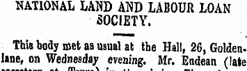 NATIONAL LAND AND LABOUR LOAN SOCIETY. T...