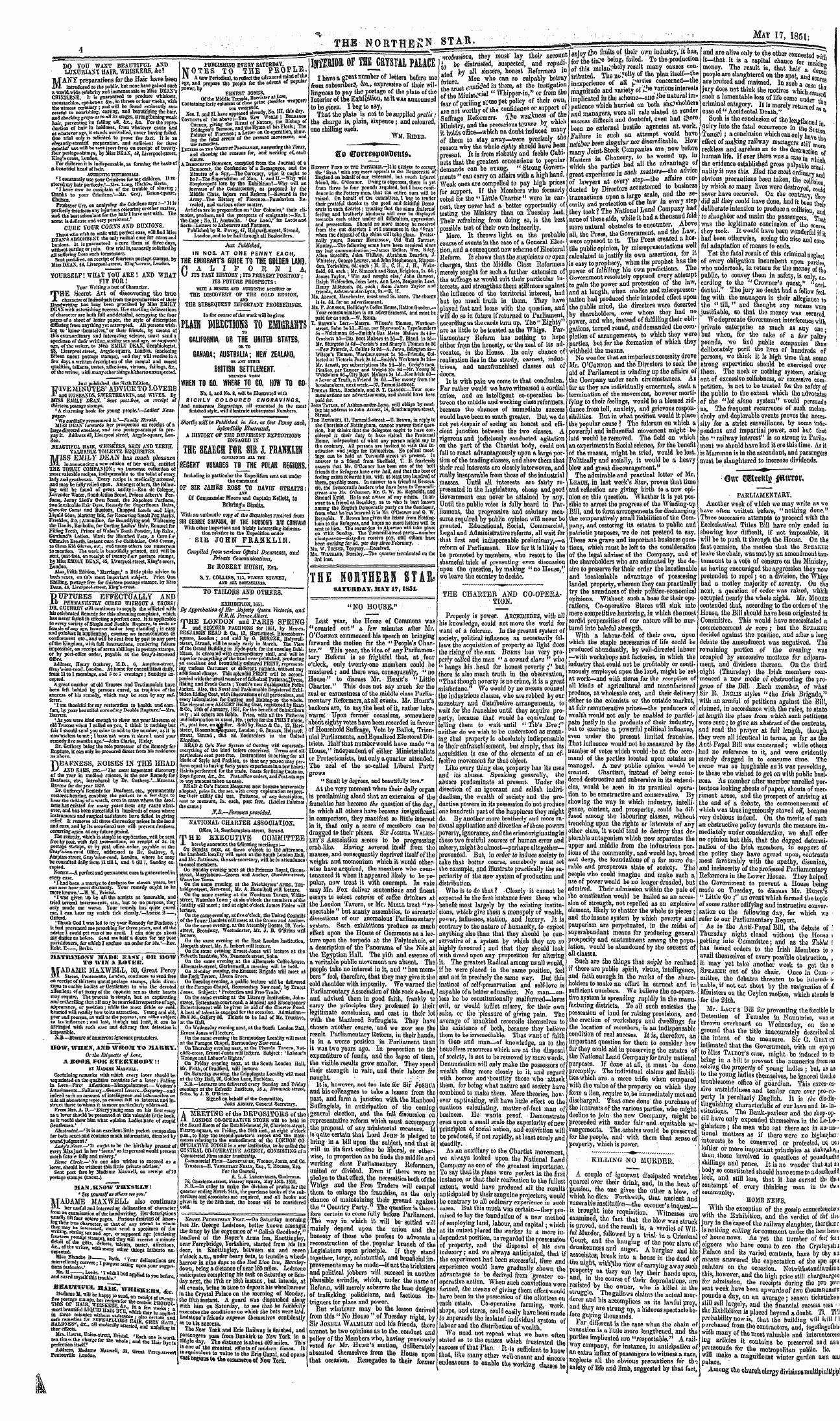 Northern Star (1837-1852): jS F Y, 2nd edition - &O Ffomgyomieni*.