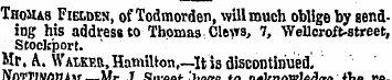 Thomas Fielden, of Todmorden, will much ...