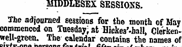 MIDDLESEX SESSIONS. The adjourned sessio...