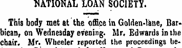 NATIONAL LOAN SOCIETY. This body met at ...