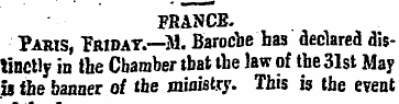 FRANCE. Paris, Phiday.—M. Barocbe has de...