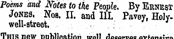 Poems and Notes to the People. By Ernest...