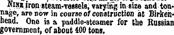 Nine, iron steam-vessels, varying in siz...