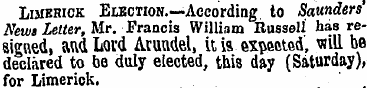 Limehick Election.—According to Saunders...