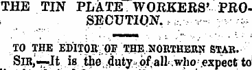 THE TIN PLATE WORKERS' PROSECUTION. >,. ...
