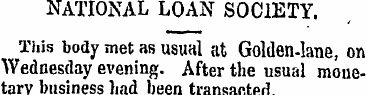 NATIONAL LOAN SOCIETY. This body met as ...