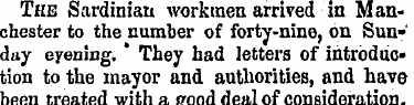 The Sardinian workmen arrived in Manches...