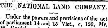 THE ; NATIONAL LAND COMPANY. Under the p...