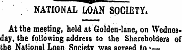 NATIONAL LOAN SOCIETY. At the meeting, h...