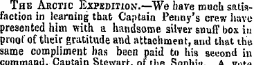 The Arctic Expbdihon.—"We have much sati...