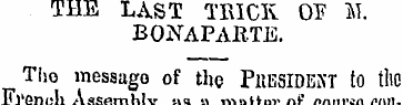 THE LAST TRICK 01? IT. BONAPARTE. The me...