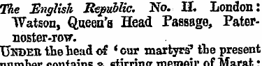 The English Republic. No. H. London: Wat...