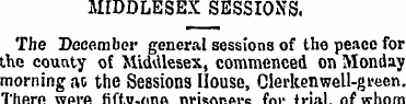 MIDDLESEX SESSIONS. The December general...