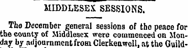 MIDDLESEX SESSIONS. The December general...