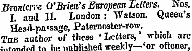 Sronterre O'Brien's European Letters. No...