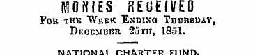 MONIES RECEIVED Fob the "VVkek Ending Th...