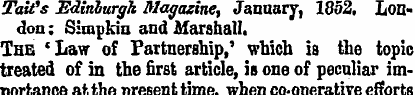 Tait's Edinburgh Magazine, January, 1852...