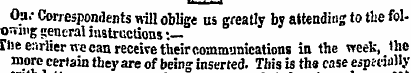 Ou. - Correspondents will oblige us grea...