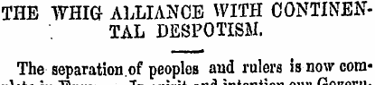 THE WHIG ALLIANCE WITH CONTINENTAL DESPO...