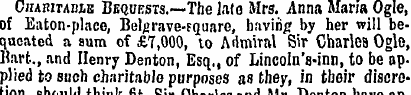 Cjiahitamb Bequests.—The lato Mrs. Anna ...