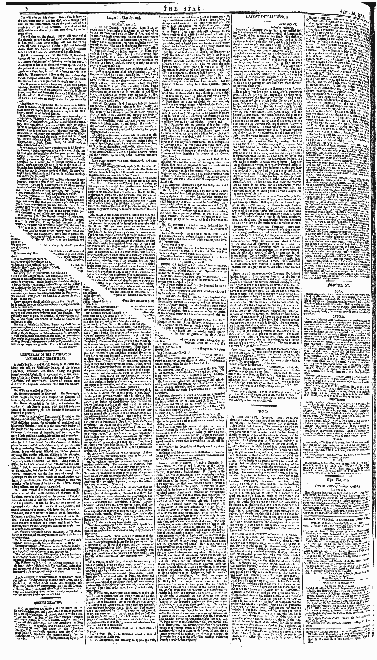 Northern Star (1837-1852): jS F Y, 2nd edition - Cork. Mabk-I.Ane, Monday, April 5.—We Ha...