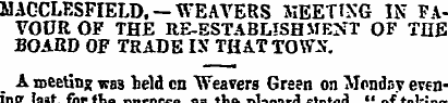 MACCLESFIELD. —WEAVERS MEETING IN FAVOUR...