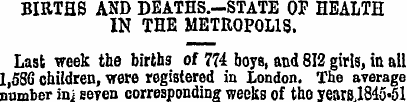 BIRTHS AND DEATHS.-STATE OF HEALTH IN TH...