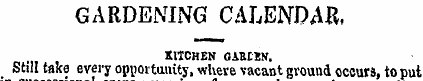 GARDENING CALENDAR, XltCHEN OABtlN. Stil...