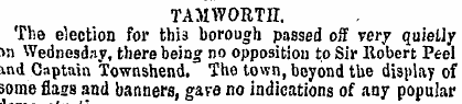 TAMWORTH. The election for this borough ...