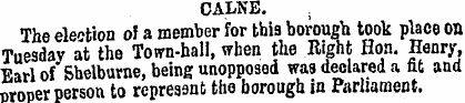 CALNE. . The election of a member for th...