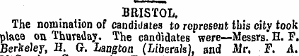 BRISTOL, The nomination of candidates to...