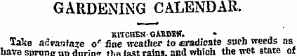 GARDENING CALENDAR. KITCHES-OABDEK. Take...
