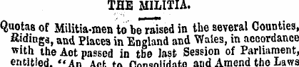THE MILITIA. Quotas of Militia-men to be...