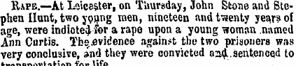 Rape.—At L-jice&ter, on Thursday, John S...
