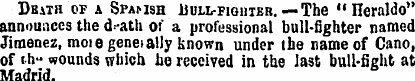 Death of a Spamsh Bull-fighter. —-The " ...