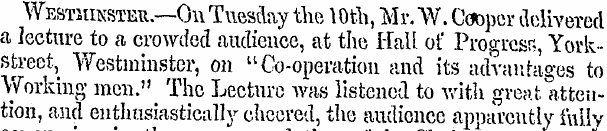 Westsiinsteu.—On Tuesday the 10th, Mr. W...