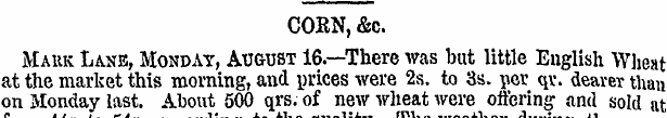 CORN, &c. Mark Lake, Monday, August 16.—...