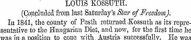 LOUIS KOSSUTH. (Concluded from last Satu...