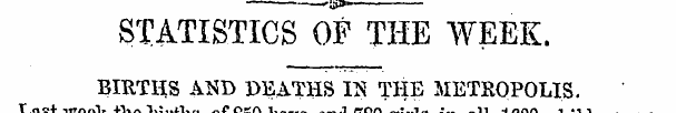 ———>^ STATISTICS OF THE WEEK. BIRTHS AND...