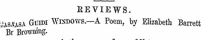 REVIEWS. L'IasA'asa Guidi Windows.—A Poe...