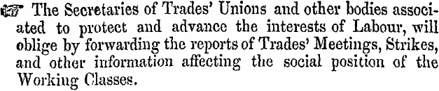 ^T e Secretaries Trades' Unions and othe...
