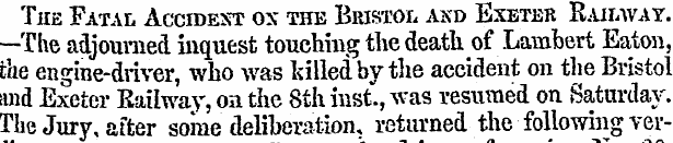 The Fatal Accident ox the Bristol and Ex...